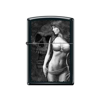 Zippo Windproof Lighter - Woman and Skull Design Black Metal Finish | 218-076913 ,