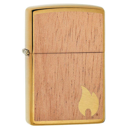 Zippo Windproof Lighter - Woodchuck Two-Sided Mahogany Emblem Brass Finish | 29901 ,