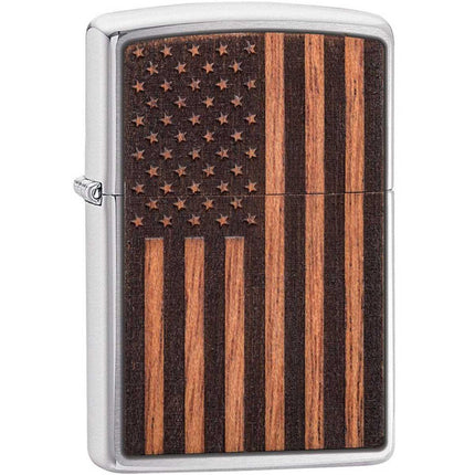 Zippo Windproof Lighter - Woodchuck USA American Flag Design Metal and Wood | 29966 ,