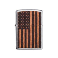 Zippo Windproof Lighter - Woodchuck USA American Flag Design Metal and Wood | 29966 ,