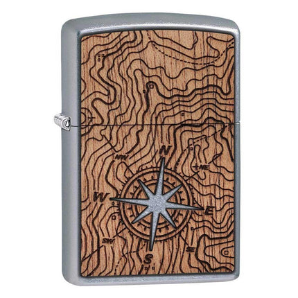 Zippo Windproof Lighter - Woodchuck USA Compass Metal and Wood Refillable | 49055 ,
