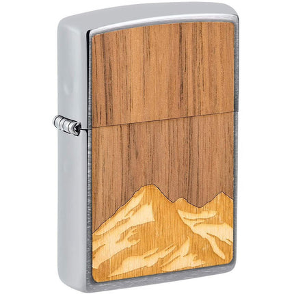 Zippo Windproof Lighter Woodchuck USA Mountains Brushed Chrome 49800 ,
