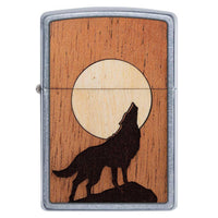 Zippo Windproof Lighter - Woodchuck Wolf Howling At The Moon Steel Chrome | 49043 ,