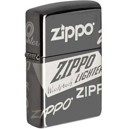Zippo Windproof Lighter - Zippo Logo Design Black Ice Finish Metal Refillable | 49051 ,