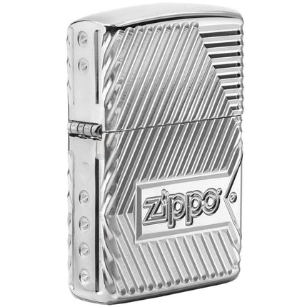 Zippo Windproof Pocket Lighter - Armor Bolts Design High Polish Chrome | 29672 ,