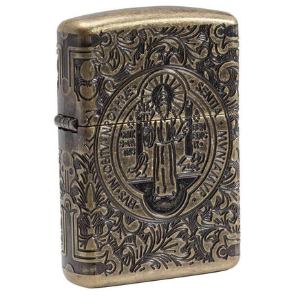 Zippo Windproof Pocket Lighter - Armor St. Benedict Design Antique Brass | 29719 ,