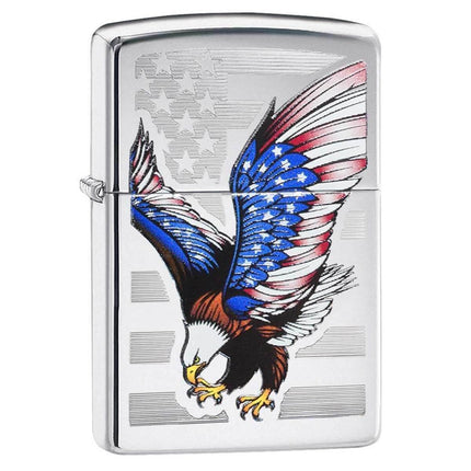 Zippo Windproof Pocket Lighter - E-Star Award American Flag Bald Eagle | 28449 ,