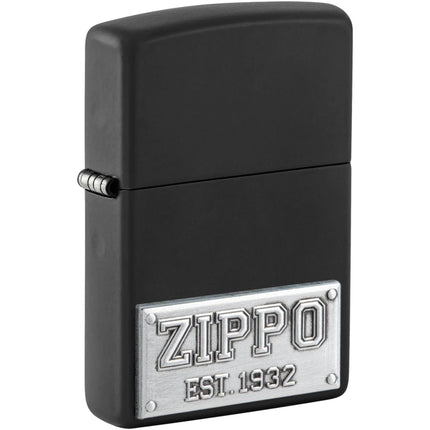 Zippo Windproof Pocket Lighter - License Plate Design Black Matte All-Metal | 48689 ,