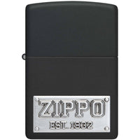 Zippo Windproof Pocket Lighter - License Plate Design Black Matte All-Metal | 48689 ,