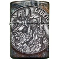Zippo Windproof Pocket Lighter - Pirate Coin Design Multicolor Metal | 49434 ,