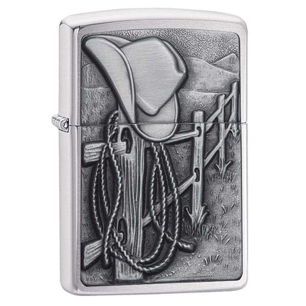 Zippo Windproof Pocket Lighter - Resting Cowboy Brushed Chrome | 24879 ,