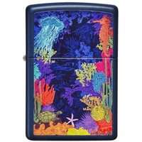 Zippo Windproof Pocket Lighter - Sea Life Design Navy Matte Metal | 49409 ,