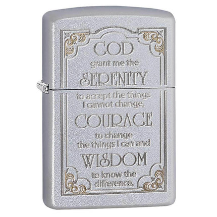 Zippo Windproof Pocket Lighter - Serenity Prayer Satin Chrome | 28458 ,