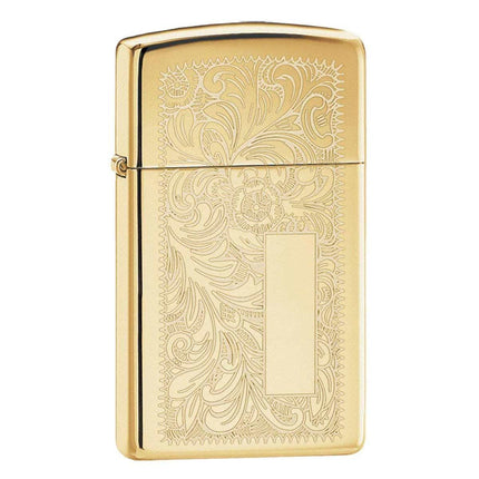 Zippo Windproof Pocket Lighter - Slim Venetian High Polish Brass | 1652B ,