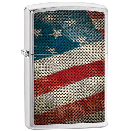 Zippo Windproof Pocket Lighter - Stars N Stripes Brushed Chrome | AD407 ,