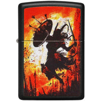 Zippo Windproof Pocket Lighter - Warrior Design Black Matte Metal | 49405 ,