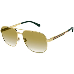 Gucci Men's Sunglasses - Gold Pilot Full Rim Metal Frame Brown Lens | GG1223S 001