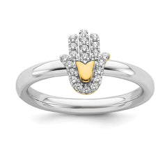 Sterling Silver Stackable Expression Gold-Plated Chamseh Dia. Ring | QSK2163