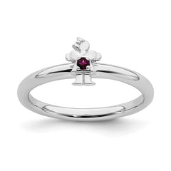 Sterling Silver Stackable Expressions Rhodium Rhodolite Garnet Girl Ring | QSK1928