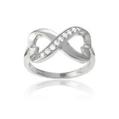 Sterling Silver Half CZ Heart Infinity Ring - W-9708