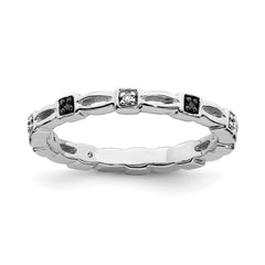 Sterling Silver Stackable Expressions Black & White Diamond Ring | QSK1058