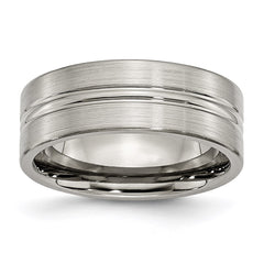 Titanium Grooved 8mm Brushed and Polished Band | TB119