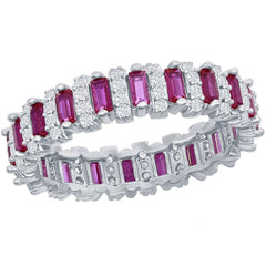 Classic Women's White and Ruby CZ Eternity Ring - W-2671
