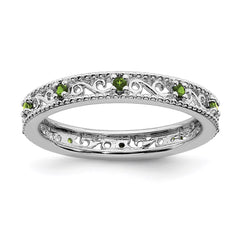 Sterling Silver Stackable Expressions Peridot Ring | QSK1489
