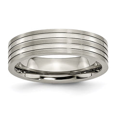 Titanium Grooved 6mm Brushed and Polished Band | TB186