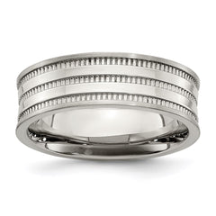 Stainless Steel Polished and Beaded 7mm Band | SR673