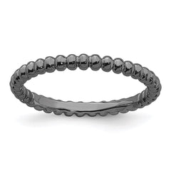 Sterling Silver Stackable Expressions Black-plated Beaded Ring | QSK213