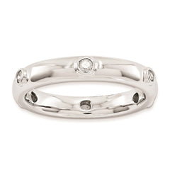 Sterling Silver Stackable Expressions Polished Diamond Ring | QSK992
