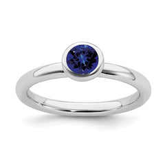Sterling Silver Stackable Expressions Low 5mm Round Cr. Sapphire Ring | QSK516