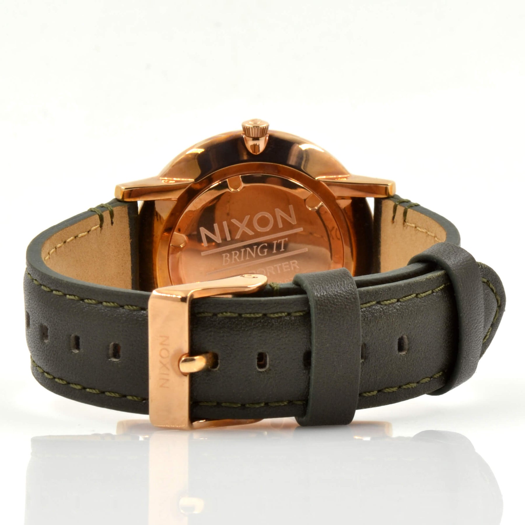 Reloj Nixon Hombre Blanco Porter Leather A1058104 Color De La Correa