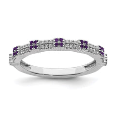 Sterling Silver Stackable Expressions Amethyst & Diamond Ring | QSK2149