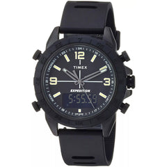 Timex Men's Watch - Expedition Pioneer Black Dial Silicone Strap Ani-Digi | TW4B17000