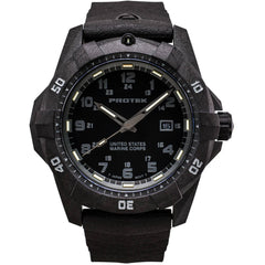 ProTek Men's Watch - USMC Series Quartz Black Dial Genuine Rubber Strap Dive | 1011