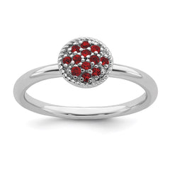 Sterling Silver Stackable Expressions Garnet Rhodium Ring | QSK321