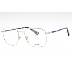 Police Men's Eyeglasses - Shiny Palladium Metal Geometric Full Rim Frame | VPLL67 0579