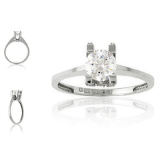 Sterling Silver Small CZ 'U' Setting with Large CZ Ring - W-9564