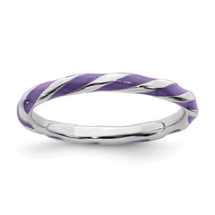 Sterling Silver Stackable Expressions Twisted Purple Enameled Ring | QSK550