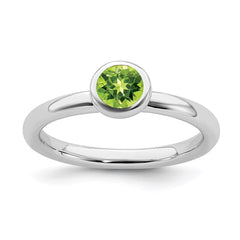 Sterling Silver Stackable Expressions Low 5mm Round Peridot Ring | QSK515