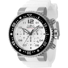 Invicta Men's Watch - Pro Diver Chronograph Silver Dial White Silicone Strap | 47193