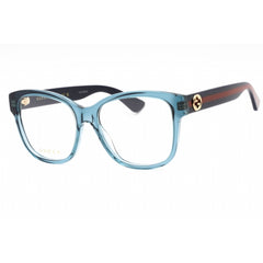 Gucci Men's Eyeglasses - Blue Acetate Cat Eye Shape Frame Clear Lens | GG0038ON 012