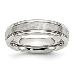 Stainless Steel Grooved Edge 6mm Satin and Polished Band | SR84