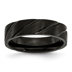 Titanium Swirl Design Black IP-plated 6mm Brushed/Polished Band | TB349