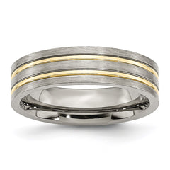 Titanium Grooved Yellow IP-plated 6mm Brushed & Polished Band | TB361