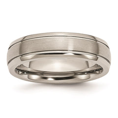 Titanium Grooved Edge 6mm Brushed and Polished Band | TB27