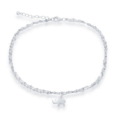 Classic Women's Anklet - Double Strand Mirror Chain with Elephant Charm | R-9263