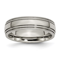 Titanium Grooved and Beaded Edge 6mm Polished Band | TB134